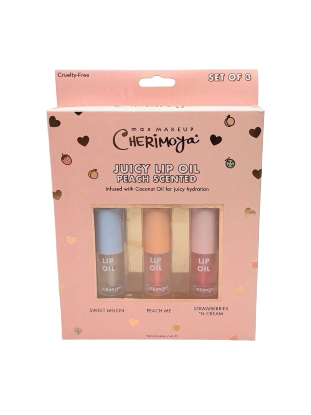 Max Makeup Cherimoya Juicy Lip Oil - Peach Scented - Set of 3